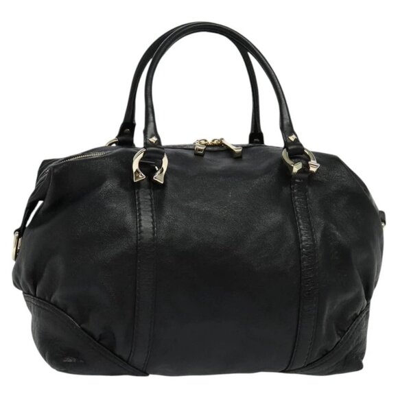 GUCCI Tote Bag Leather Black Gold 189892 Auth - Picture 1 of 15